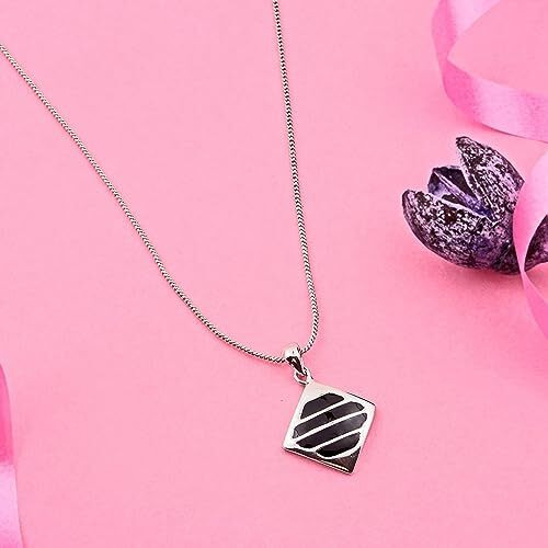 Estele silver tone diamond shape pendanct with brown enamel for women