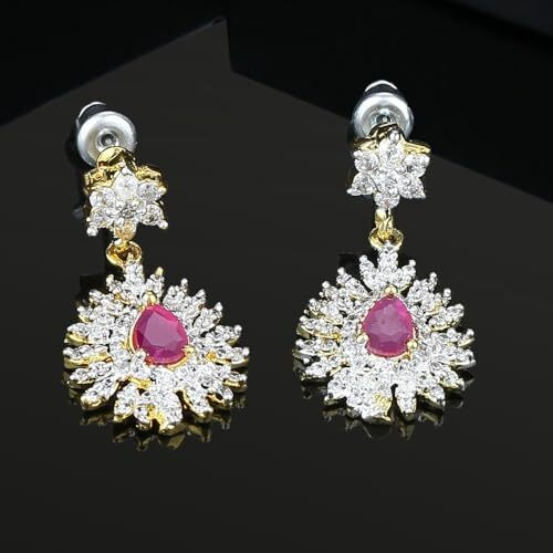 Estele 24 Kt Gold plated Austrian Diamond Drop Traditional Earrings For Girls & Women