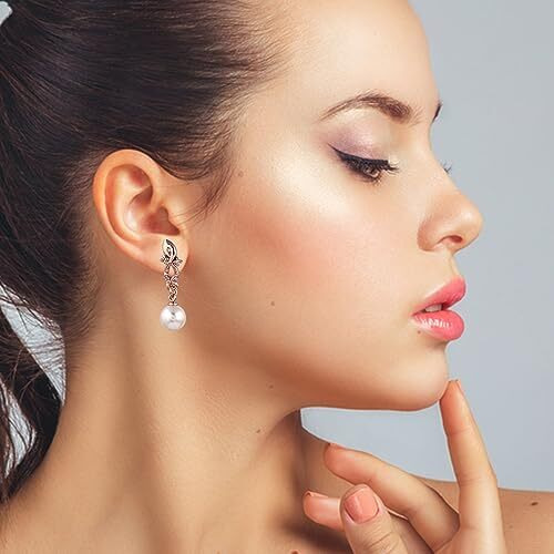 Estele Fashion Jewellery Rose Gold Plated CZ Attractive Designer Drop Earrings with Pearls for Girls and Women-AD-045/704 ER