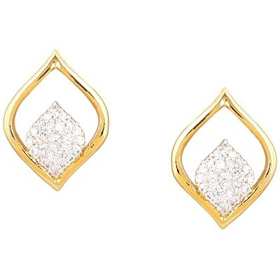 Estele Fashion Jewellery Gold and Rhodium Plated CZ (Jyoth) Leafy Designer Stud Earrings with White Stones for Girls/Women-AD-069/706 ER