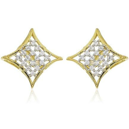 Estele 24 Kt Gold Plated American Diamond Croissant Stud Earrings for Women