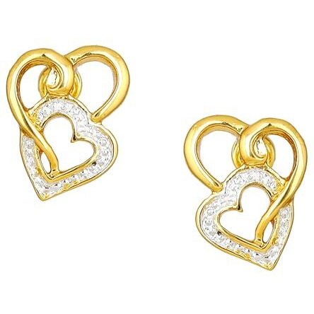 Estele Zinc Alloy 24 Kt Gold and Silver Plated Heart magic Stud Earrings For Girls