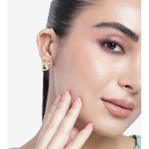 Estele Zinc Alloy 24 Kt Gold and Silver Plated Heart magic Stud Earrings For Girls