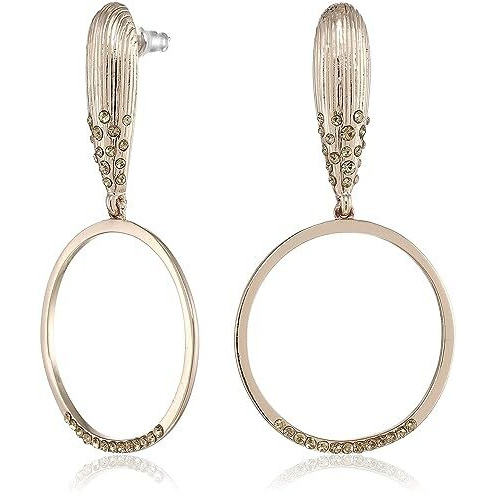 Estele Long Gold Colour Circular Drop Latest Earrings For Women