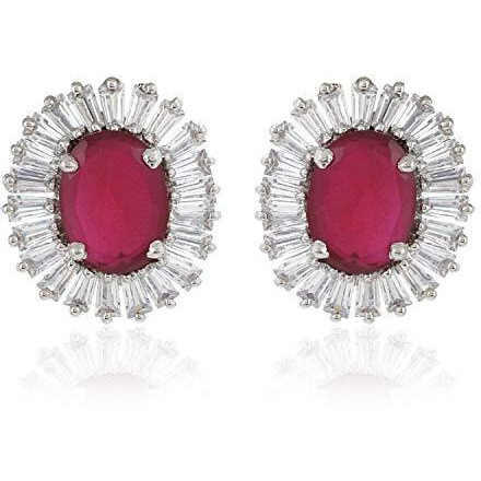 Estele Rhodium Plated Stud Earrings for Women/Girls