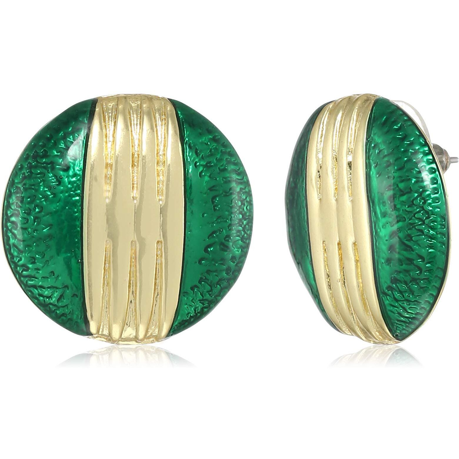 Estele 24 Kt Gold Plated Green Fancy Stud Earring For Women, One Size