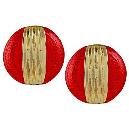 Estele Red Fancy & Gold Plated Stud Earring For Women