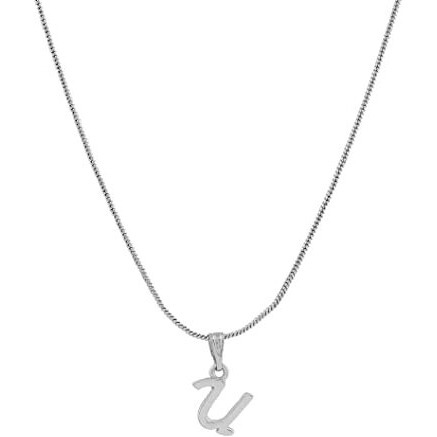 Estele Initial Letters Rhodium Plated Pendants/Charms for Girls & Womens