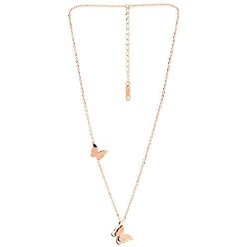 Yellow Chimes Pendant for Women and Girls | Rose Gold Pendant Necklace for Women Western | Stainless Steel Butterfly Shaped Long Chain Pendants | Birthday Gifts For Women Valentine Gift for Girls