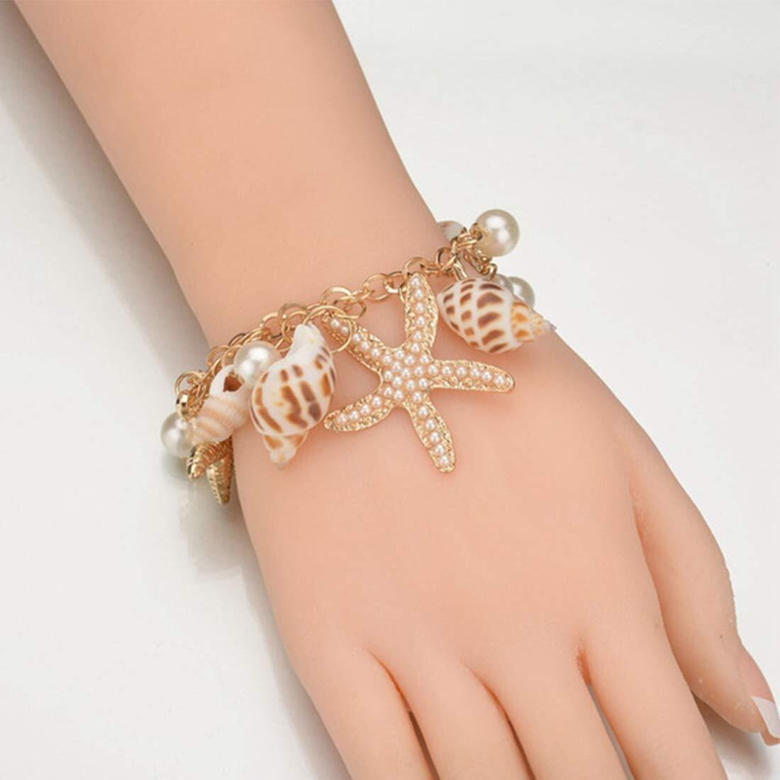 Yellow Chimes Bracelet for Women and Girls Fashion Golden Charm Bracelets for Women and Girls Gold Plated Hanging Pearl Charms Bracelet for Girls & Women