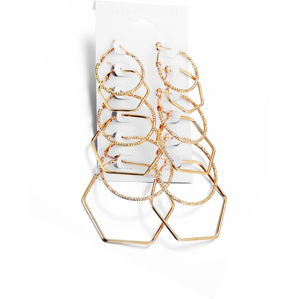 Yellow Chimes Hoop Earrings for Women Fashion Golden Hoops Earrings Set | 6 Pairs Gold Toned Geometric Hoops Earrings for Girls | Birthday Gift for Girls & Women Anniversary Gift for Wife