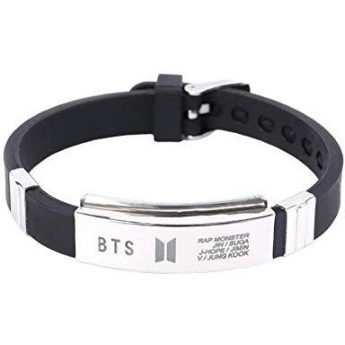 Yellow Chimes Bracelets for Girls and Boys BTS Bracelet for Girls & Boys Silver Toned BTS Band Exquisite Signature BTS Bracelets | Stainless Steel Silicon Wristband Bracelet