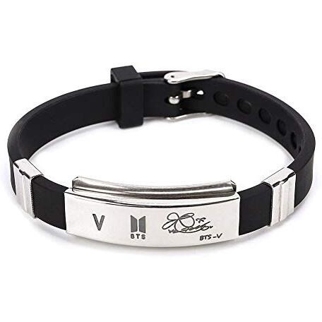 Yellow Chimes Bracelets for Girls and Boys BTS Bracelet for Girls & Boys Silver Toned BTS Band Exquisite Signature VBTS Bracelets | Stainless Steel Silicon Wristband Bracelet