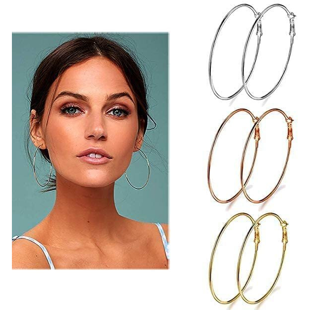 Yellow Chimes Hoop Earrings for Women Fashion Circle Shaped Hoops Earrings Set | Multicolor Big Hoops Bali Combo of 3 Pairs Earrings for Girls | Birthday Gift for Girls Anniversary Gift for Wife