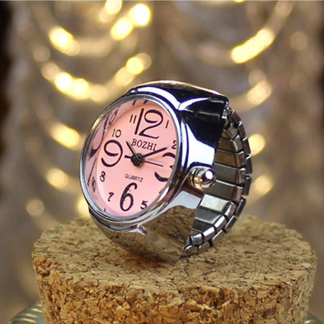 Yellow Chimes Stainless-Steel Base Metal Pink Dial Analog Stretchable Womens Watch Ring