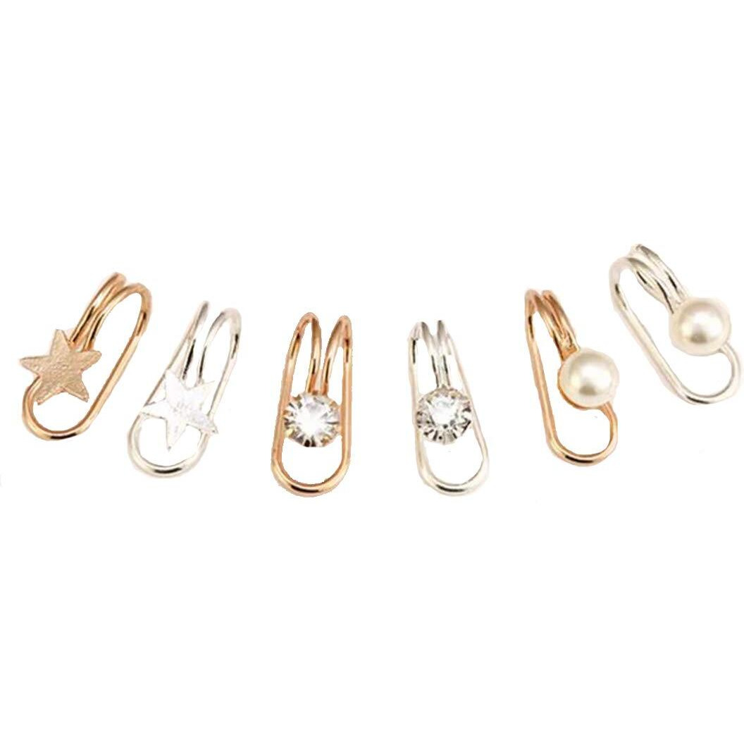 Yellow Chimes Earrings for Women & Girls Fashion Gold Ear Cuff | Gold Plated Clip On Ear Cuff Set | Western Non Piercing Cartilage Ear Cuffs Combo | Birthday Gift for Girls and Women