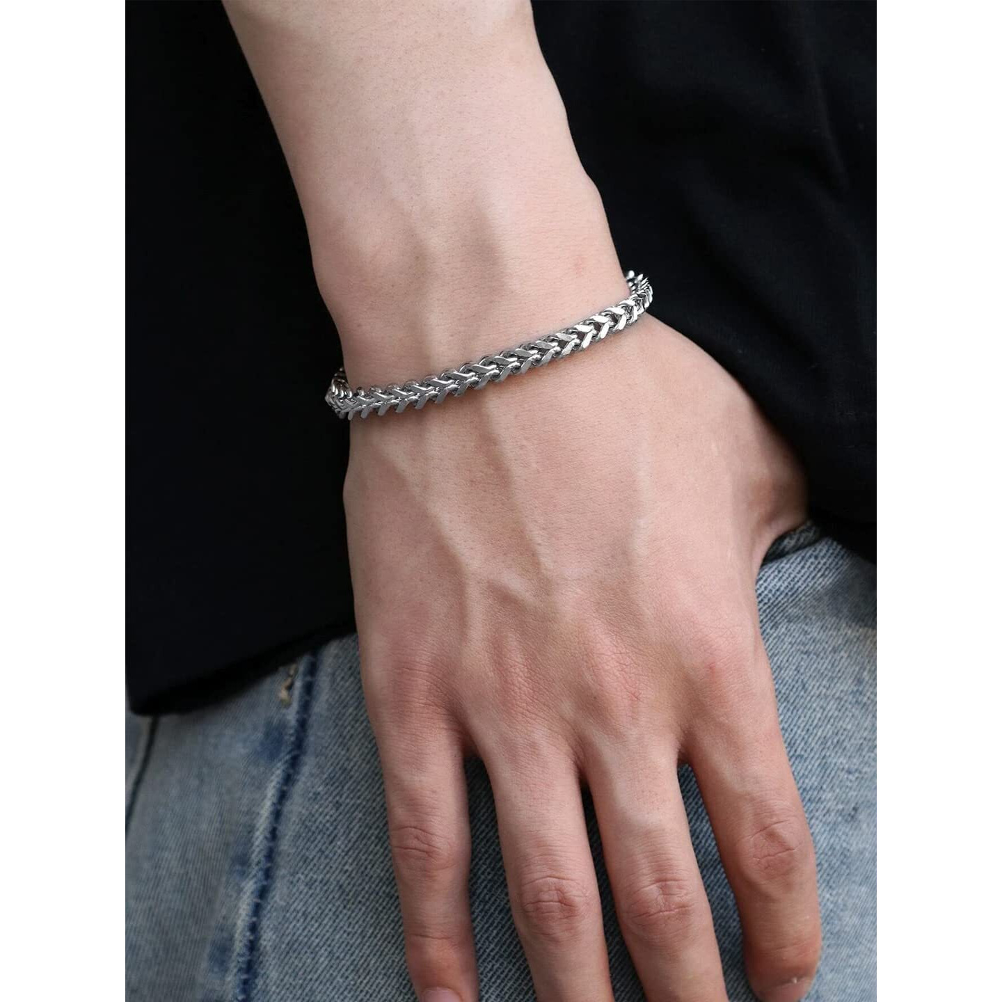 Yellow Chimes Silver Chain Steel by Yellow Chimes Strand Bracelet for Men (Silver)(YCSSBR 671MEN SL)