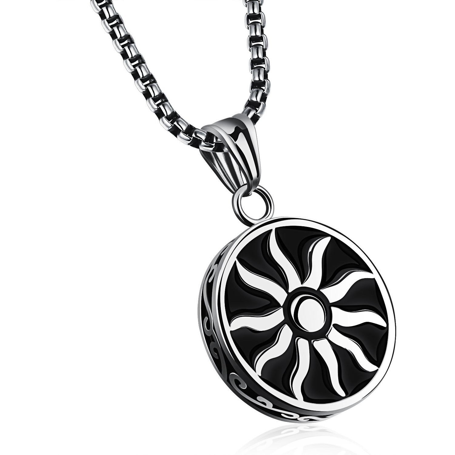 Yellow Chimes Powerful Sun Steel by Yellow Chimes Pendant for Men (Silver)(YCSSPD-G1130-BK)