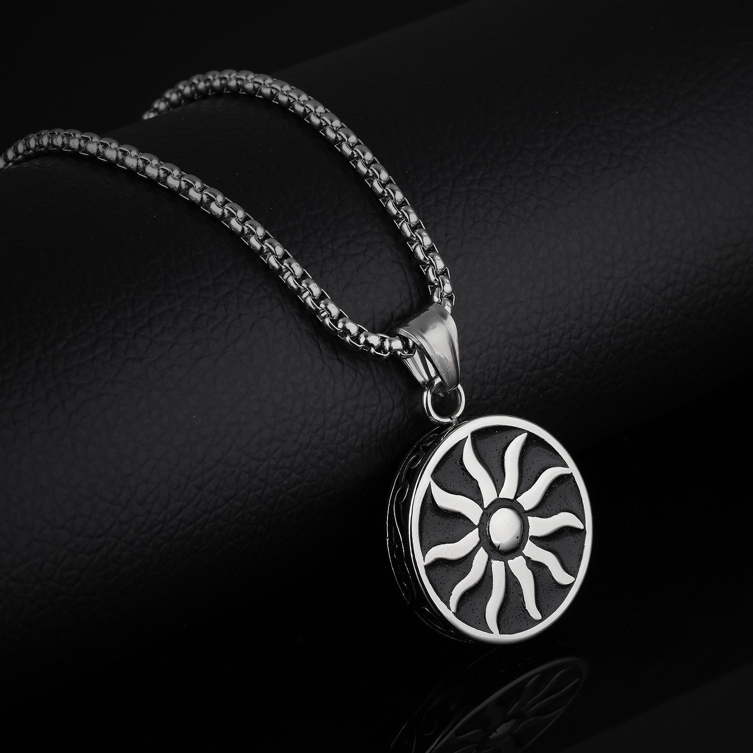 Yellow Chimes Powerful Sun Steel by Yellow Chimes Pendant for Men (Silver)(YCSSPD-G1130-BK)