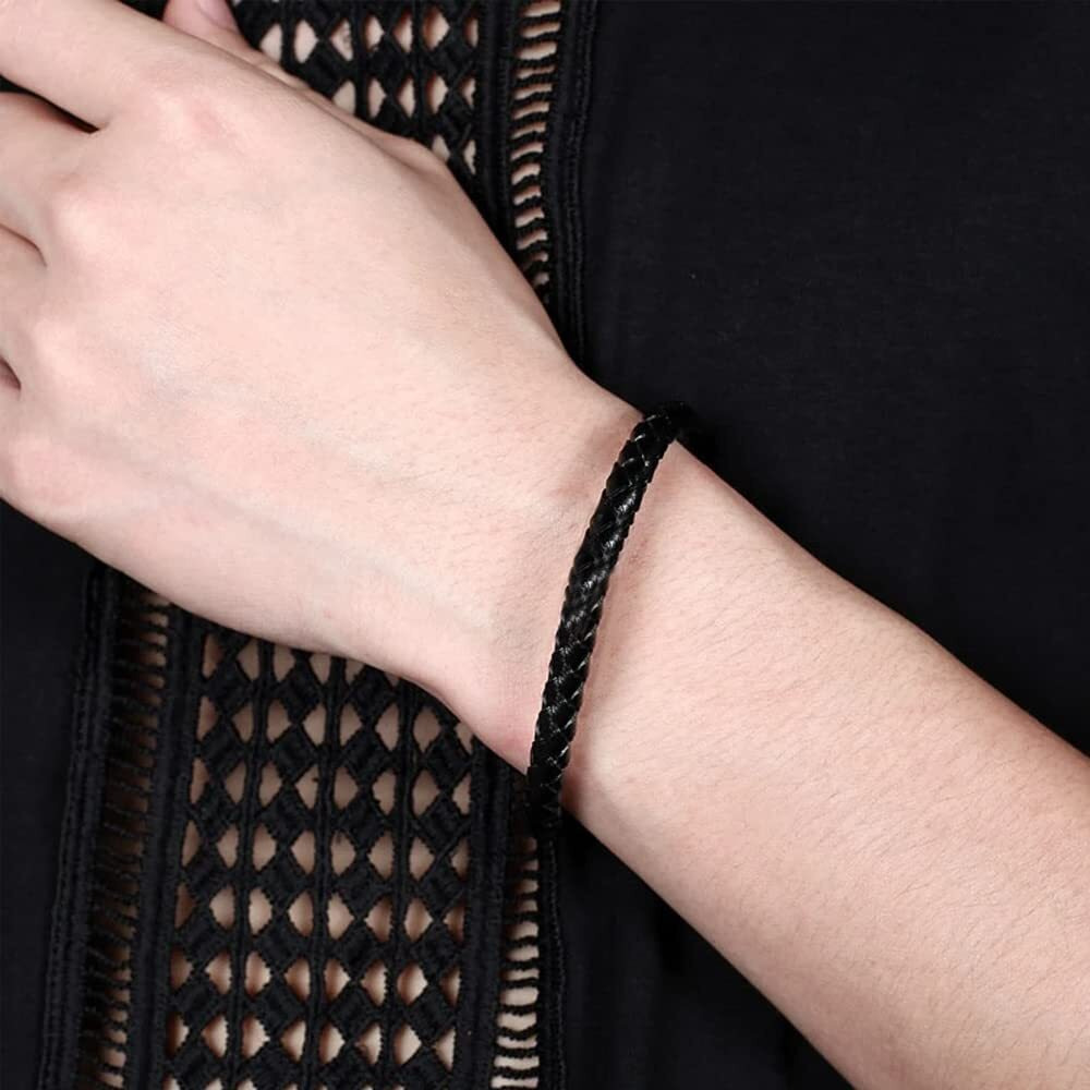 Yellow Chimes Casual Band Collection Strand Bracelet for Men (Black)(YCFJBR-53BAND-BK)