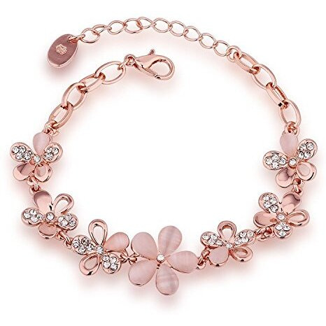 Yellow Chimes Women Crystal Bracelets | Flower shaped Rose Gold Plated Bracelets for Women | White CZ Crystals Bracelet For Woman | Birthday Gift for Girls & Women Anniversary Gift for Wife