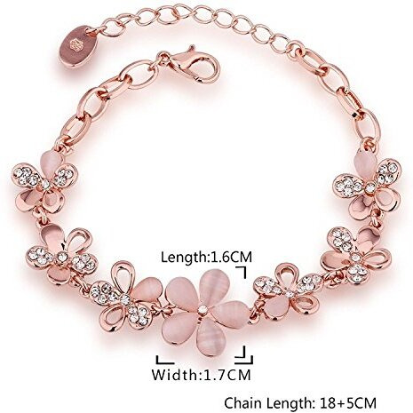 Yellow Chimes Women Crystal Bracelets | Flower shaped Rose Gold Plated Bracelets for Women | White CZ Crystals Bracelet For Woman | Birthday Gift for Girls & Women Anniversary Gift for Wife
