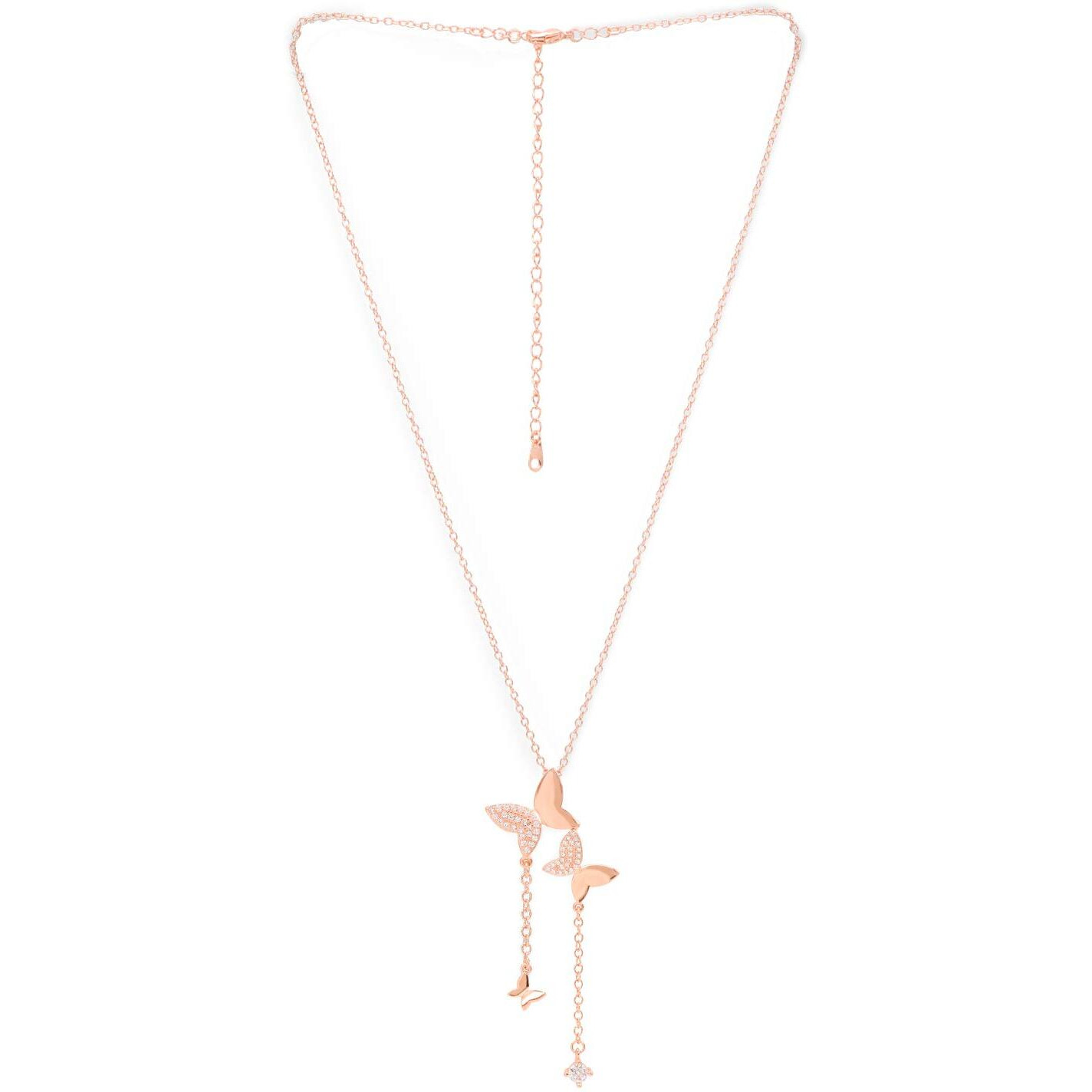 Yellow Chimes Butterfly Pendant for Women Express Your Feelings Collection 18K Rose Gold Plated Chain Pendant for Women and Girls Valentine Gift for Girls