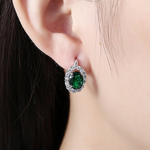 Yellow Chimes Earrings For Women & Girls | Fashion Green And White Crystal Stone Studs | Silver Tone Earring | Ovel Shaped Clip On Stud Earrings | Birthday & Anniversary Gift