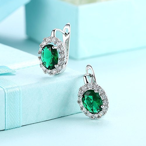 Yellow Chimes Earrings For Women & Girls | Fashion Green And White Crystal Stone Studs | Silver Tone Earring | Ovel Shaped Clip On Stud Earrings | Birthday & Anniversary Gift