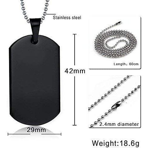 Yellow Chimes Pendant for Men and Boys Black Dog Tag for Men | Stainless Steel Army Dog Tag Chain Pendants for Men | Birthday Gift for Men and Boys Anniversary Gift for Husband