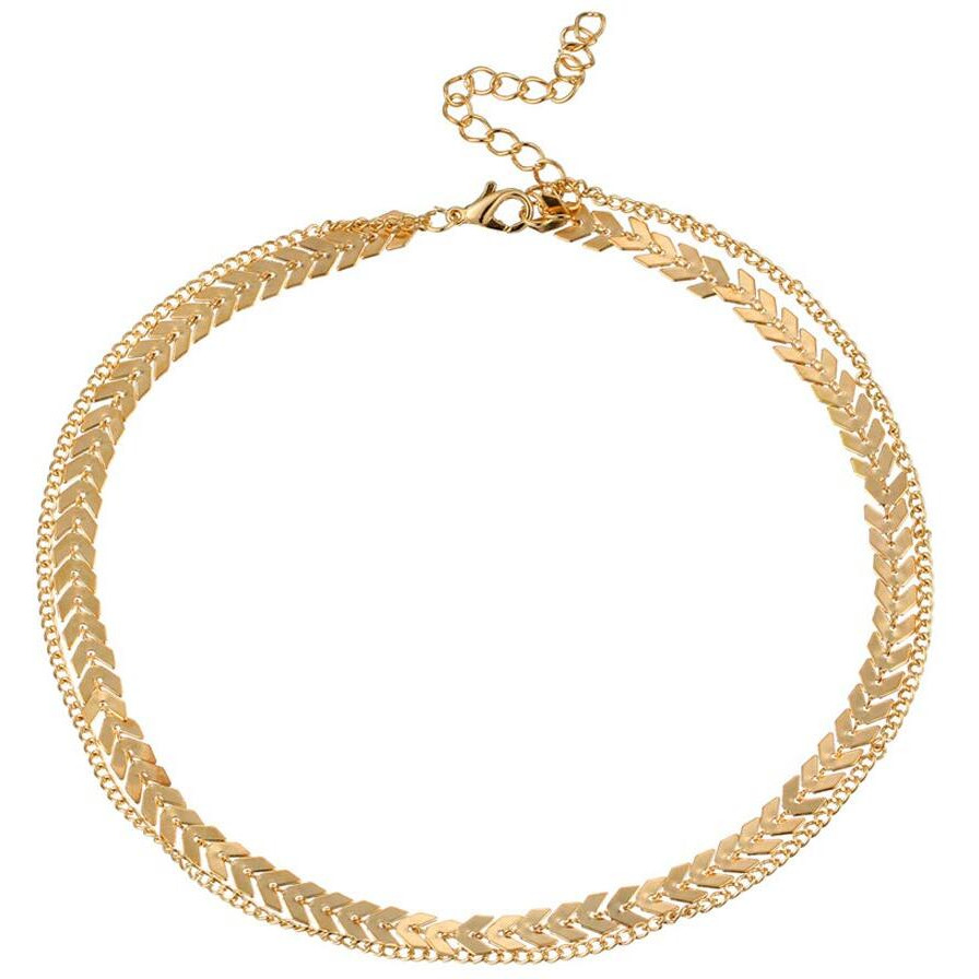 Yellow Chimes Necklace for Women and Girls Choker Necklace for Women | Gold Plated Sequins Fish Bone Dual Chain Choker Necklace for Girls | Birthday Gift for girls and women Anniversary Gift for Wife