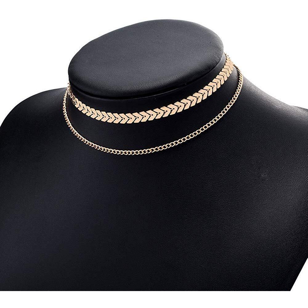 Yellow Chimes Necklace for Women and Girls Choker Necklace for Women | Gold Plated Sequins Fish Bone Dual Chain Choker Necklace for Girls | Birthday Gift for girls and women Anniversary Gift for Wife
