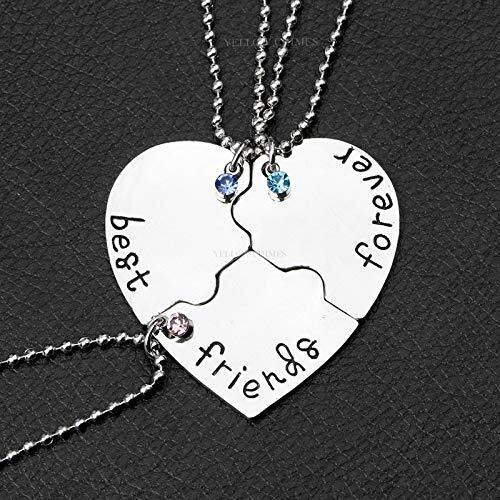 Yellow Chimes Pendant for Women and Girls Friendships Day Special Silver Best Friend Chain Necklace | Heart Shaped 3 Pcs Best Friends Forever BFF Necklace Chain Pendant Locket | Gift for Best Friend