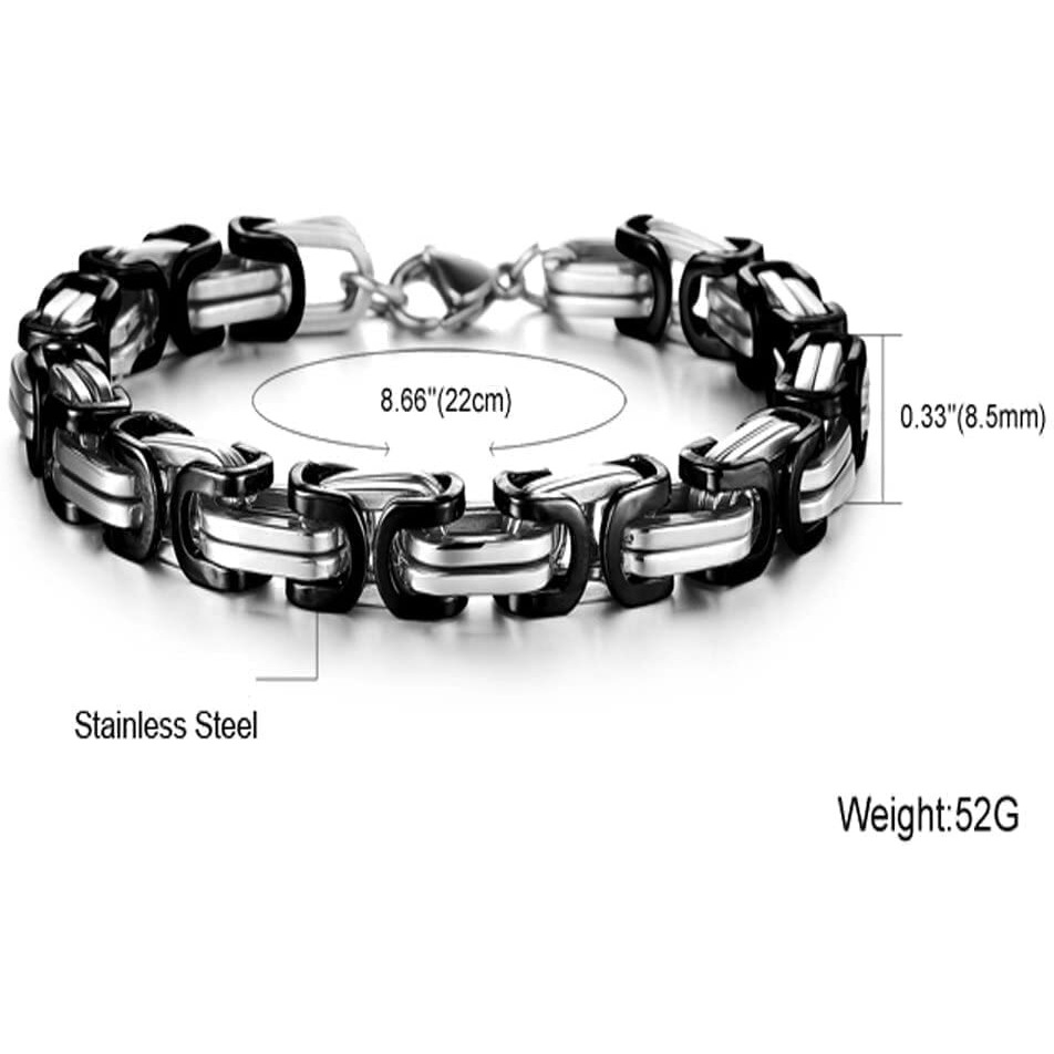 Yellow Chimes Bracelets for Men and Boys Fashion Black Bracelet for Men | Stainless Steel Silver Chain Bracelet for Men | Birthday Gift for Men and Boys Anniversary Gift for Husband