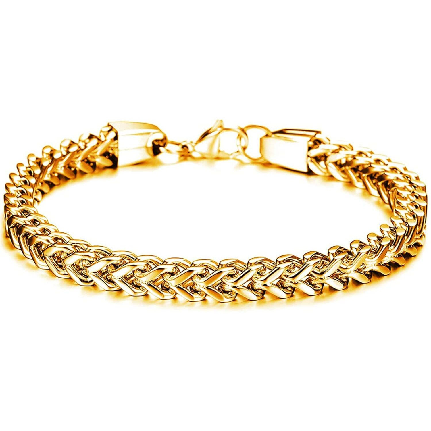 Yellow Chimes Gold Plated Chain Steel Bracelet for Men (Golden) (YCSSBR-671MEN-GL)