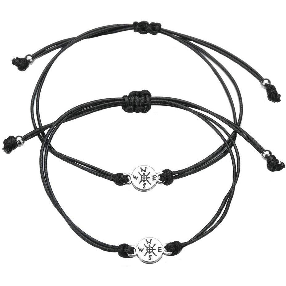 Yellow Chimes Bracelet for Unisex No Matter Where we go Matching Pomise Couple Bracelets Compass Charm Relationship Bracelets Set for Men and Women