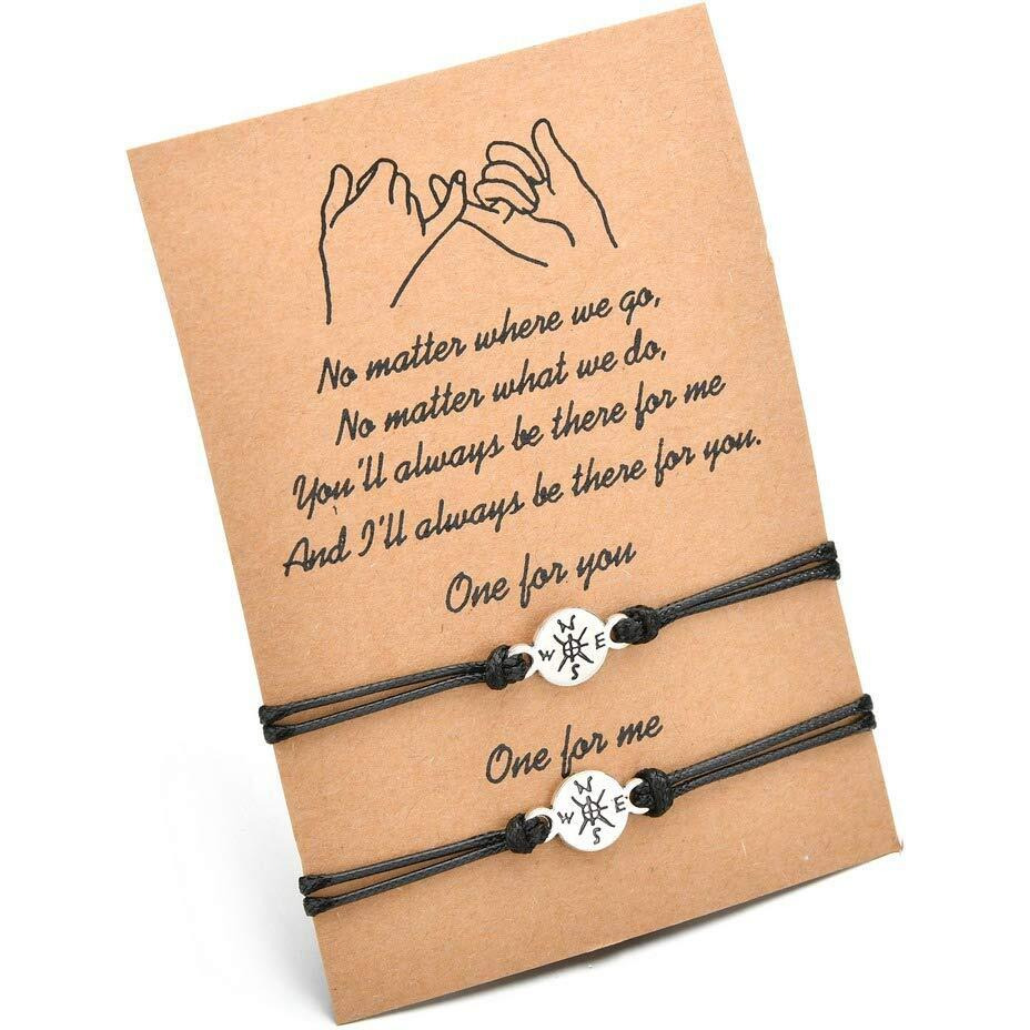Yellow Chimes Bracelet for Unisex No Matter Where we go Matching Pomise Couple Bracelets Compass Charm Relationship Bracelets Set for Men and Women