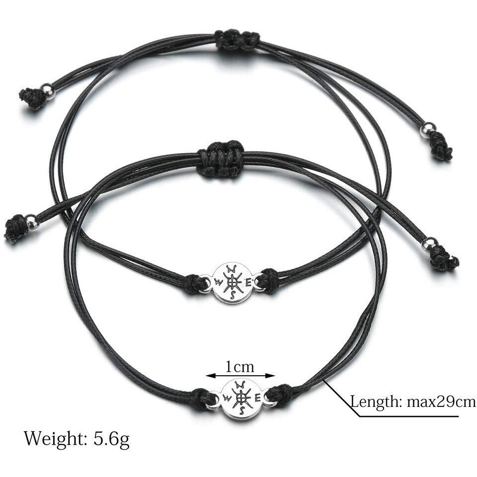 Yellow Chimes Bracelet for Unisex No Matter Where we go Matching Pomise Couple Bracelets Compass Charm Relationship Bracelets Set for Men and Women