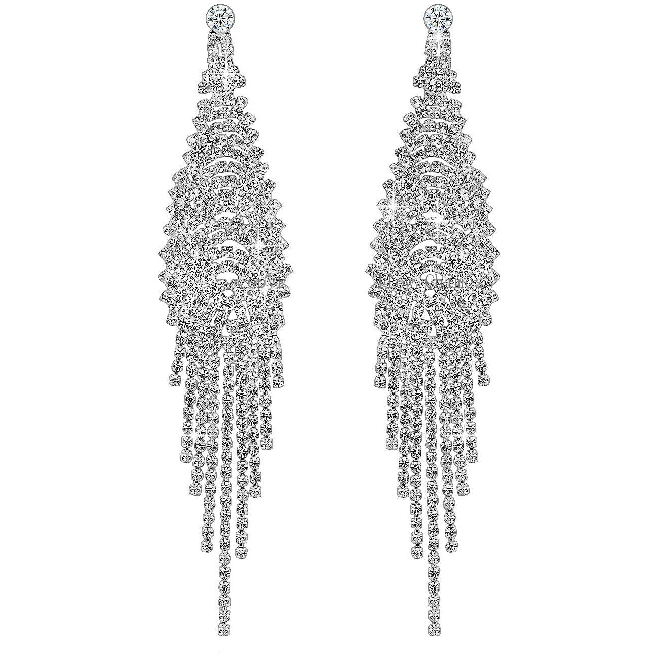 Yellow Chimes A5 Grade Crystals Glamouring Chandelier White Crystal Earrings for Women & Girls