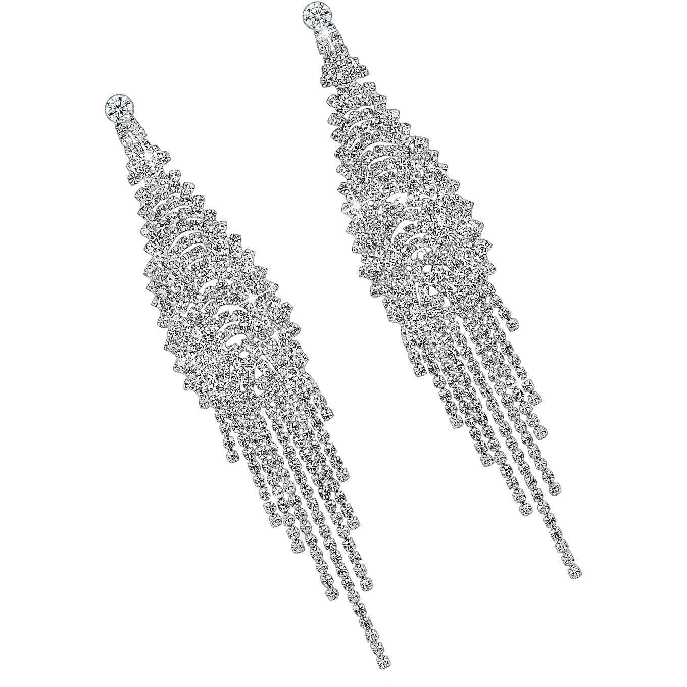 Yellow Chimes A5 Grade Crystals Glamouring Chandelier White Crystal Earrings for Women & Girls