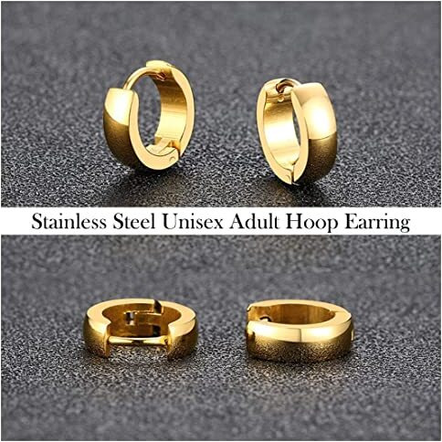 Yellow Chimes Earrings for Men and Boys | Fashion Gold Plated Smooth Finished | Stainless Steel Small Huggie Hoop Earring | Accessories Jewellery for Men | Birthday Gift for Men and Boys Anniversary Gift for Husband