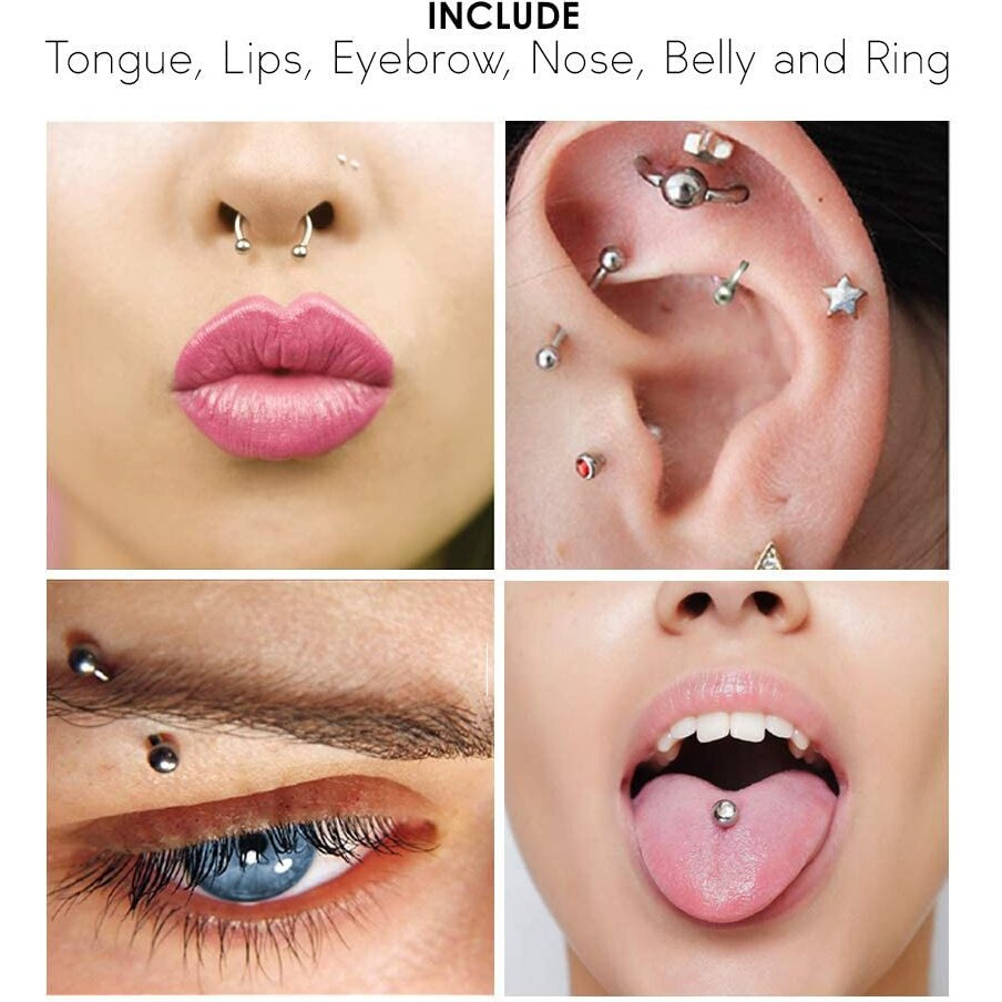 Yellow Chimes Fashion Silver Earring Set Body Piercing Jewelry Western Stainless Steel Ear Eyebrow Nose Lip Earring Combo Accessories Jewellery