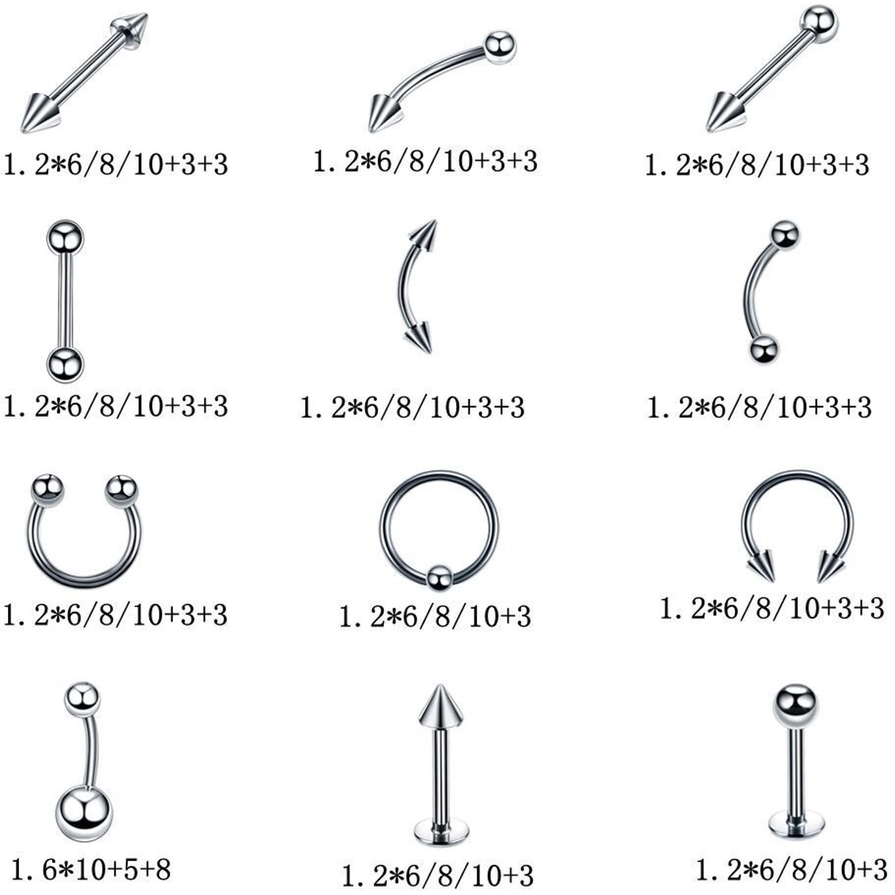 Yellow Chimes Fashion Silver Earring Set Body Piercing Jewelry Western Stainless Steel Ear Eyebrow Nose Lip Earring Combo Accessories Jewellery
