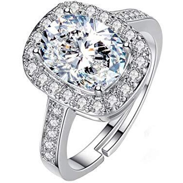 Yellow Chimes A5 Grade Adjustable Collection Cubic Zirconia Ring for Women (Silver, White)(YCFJRG-020RCT-WH)