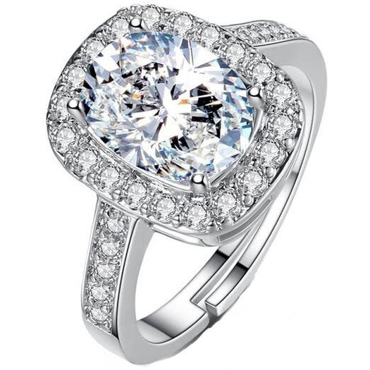 Yellow Chimes A5 Grade Adjustable Collection Cubic Zirconia Ring for Women (Silver, White)(YCFJRG-020RCT-WH)