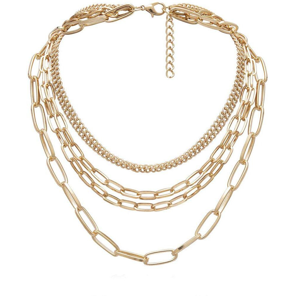 Yellow Chimes Choker Necklace for Women Multilayer Chain Choker Necklace Western Gold Plated Multi layered Choker Necklace for Women and Girls.
