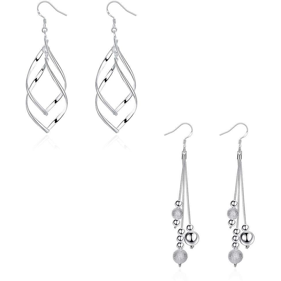 Yellow Chimes Danglers Earrings Combo for Women | Silver Earrings for Girls | Fashion Women Earrings | 2 Pair Long Earrings Combo | Birthday Gift For Girls Anniversary Gift for Wife