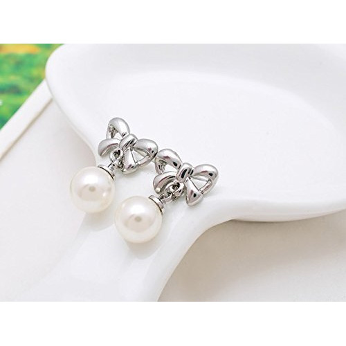 Yellow Chimes Pearl Earrings for Women 2 Pairs Combo Drop Earrings Rhodium Plated White Plear Silver Drop Earrings for Women and Girls