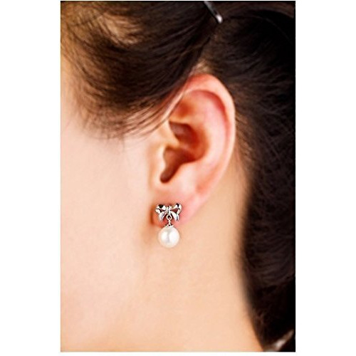 Yellow Chimes Pearl Earrings for Women 2 Pairs Combo Drop Earrings Rhodium Plated White Plear Silver Drop Earrings for Women and Girls