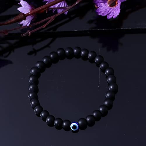 Yellow Chimes Mens and Womens Black Beads Evil Eye Nazariya Style Bracelet